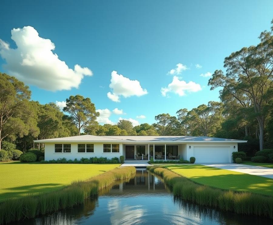 Mid-century homes near a tidal creek in Arlington