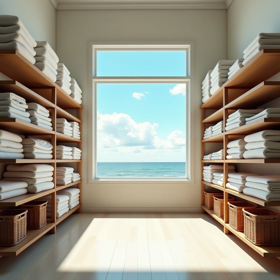 Bright small-business shop interior with tidy shelves