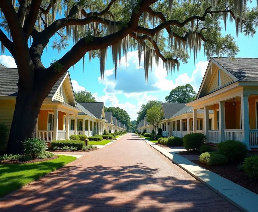Craftsman bungalows under moss-draped oaks in DeLand