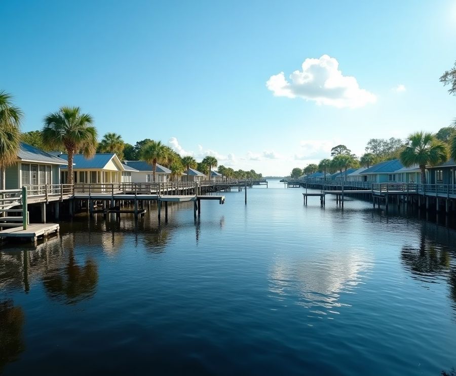 Waterfront homes and docks on the Indian River in Edgewater
