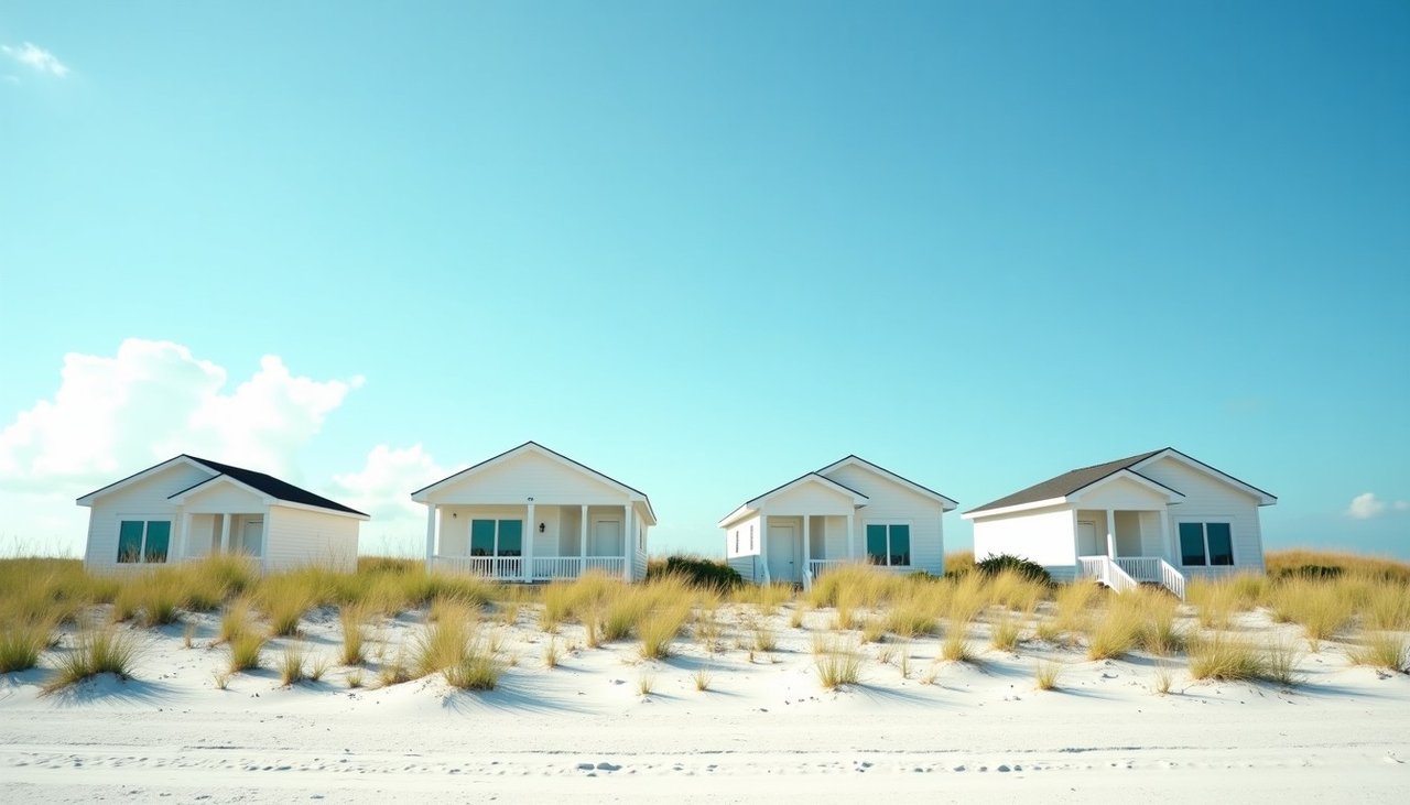 Bright coastal homes behind the dunes in Northeast Florida