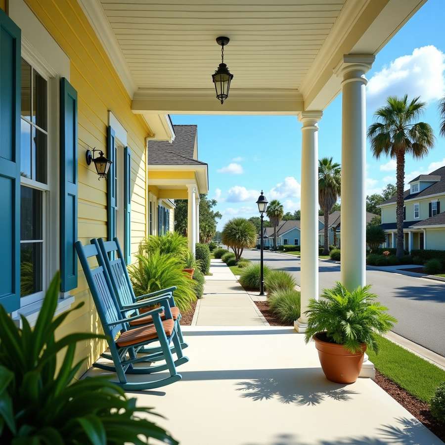 Welcoming Florida front porch with rocking chairs