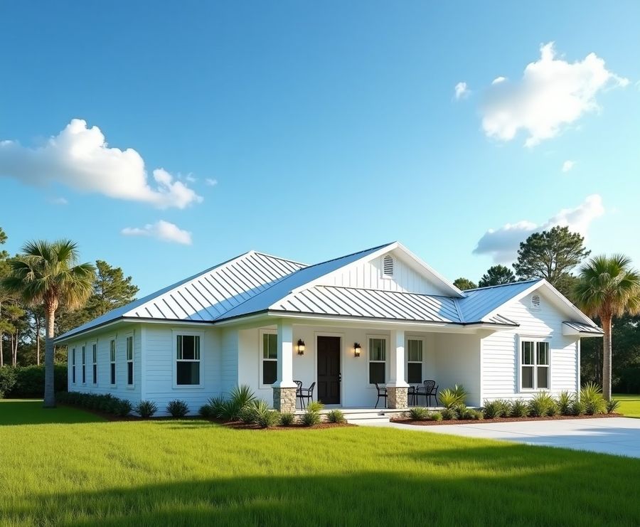 Bright Northeast Florida home with a new metal roof and sabal palms