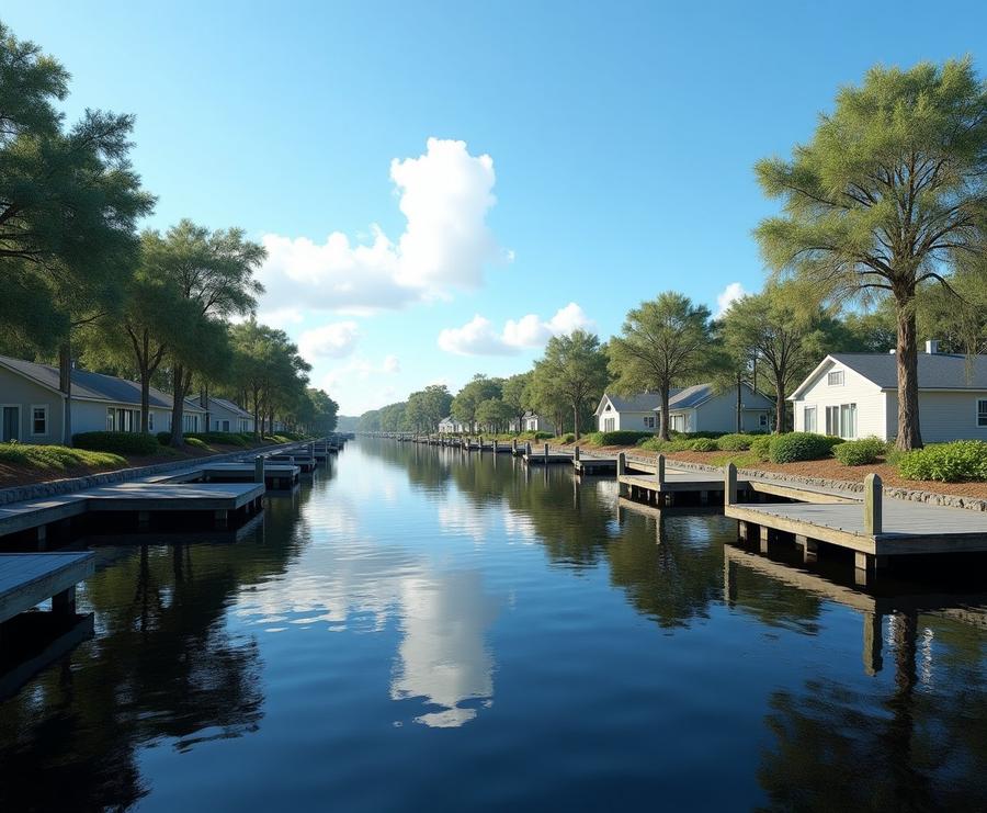 Homes and docks along tree-lined Julington Creek